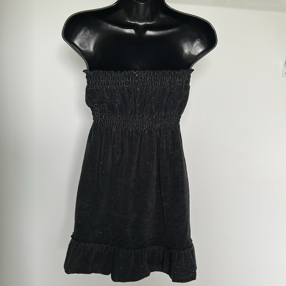 OCEAN PACIFIC Black Metallic Swim Coverup Dress Womens Size XS Strapless - Picture 2 of 11